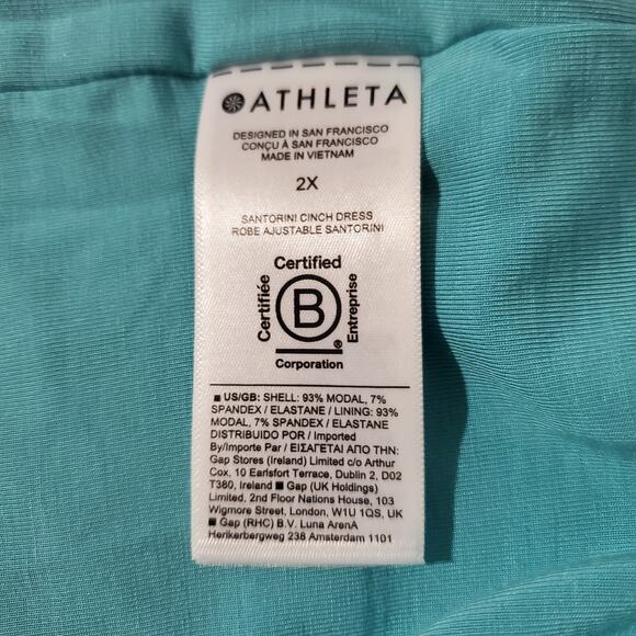 Athleta NWT Santorini Cinch Dress Womens Plus Size 2X Gulf Green Athleisure Soft - Picture 12 of 15